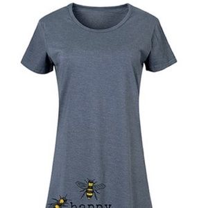Heather Blue Bees Short-Sleeve Dress